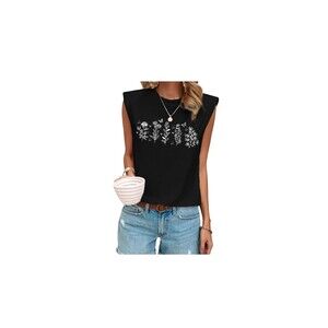 Sofias Choice Shoulder Pad Top Sleeveless Tank Medium